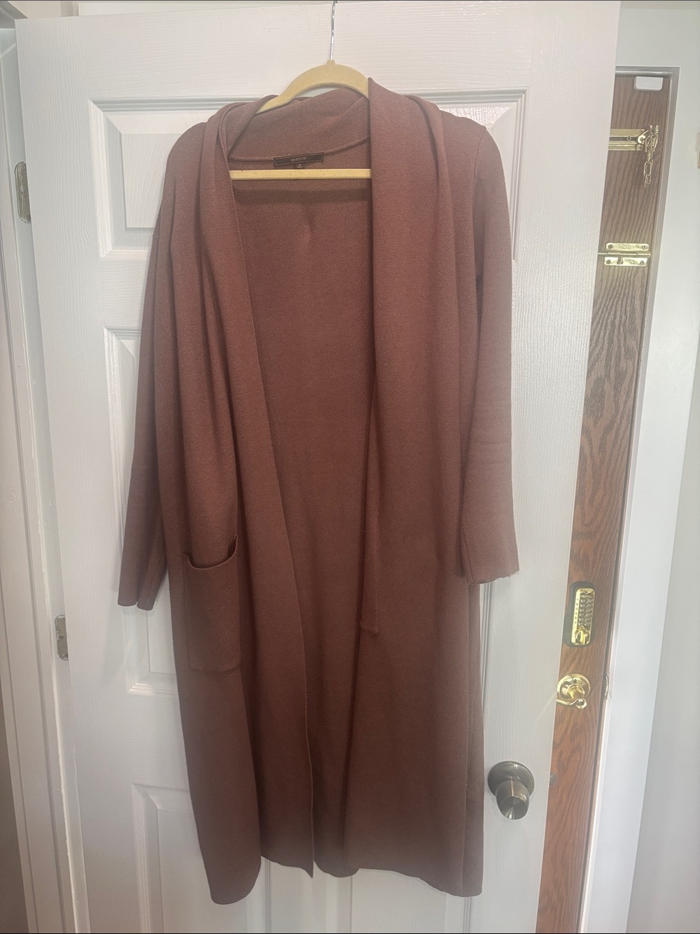 Max Sport Long Duster Cardigan Sweater Mocha Brown Size Medium
